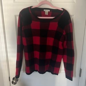 Orvis Red Plaid Sweater with Elbow Pads